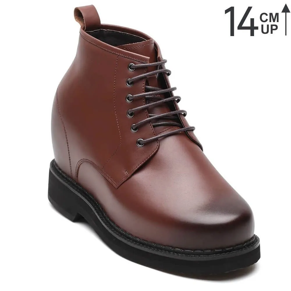 14CM / 5.51 Inches CMR CHAMARIPA High Heel Shoes For Men Dark Brown Height Increasing Shoes Leather Tall Man Shoes