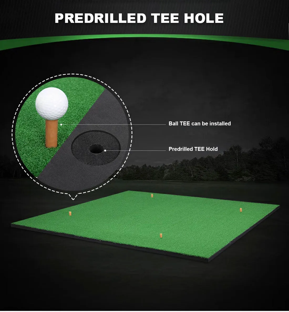 150 x 150cm Portable Golf Mat Practice Training Hitting Putting Chipping Turf Driving Range Aid Tee Pad