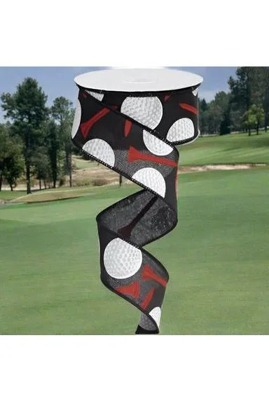 1.5" Royal Canvas Golf Balls & Tee Ribbon: Black (10 Yards)