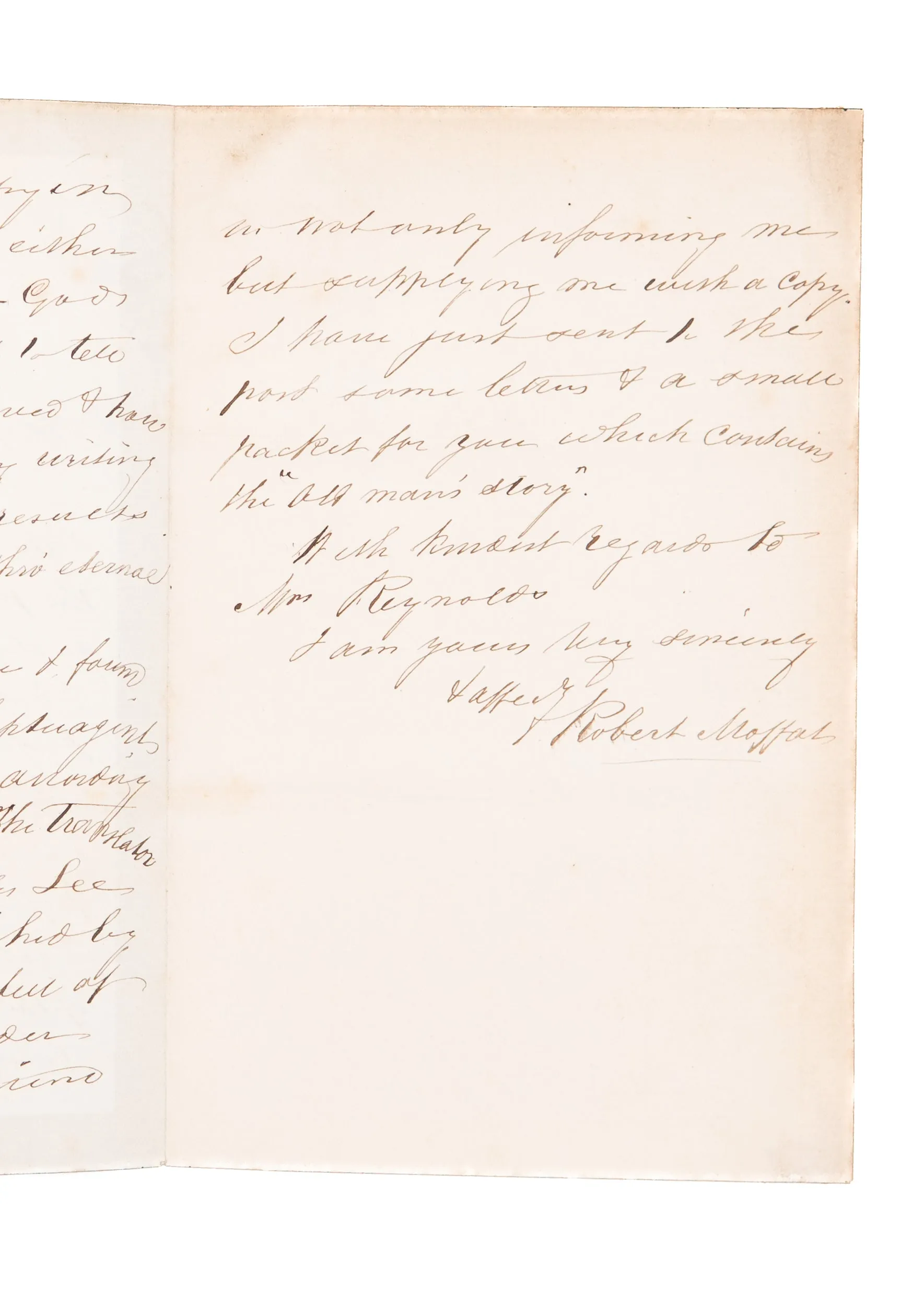1871 ROBERT MOFFAT. 3pp Autograph Letter on Solemn Responsibility of the Ministry.