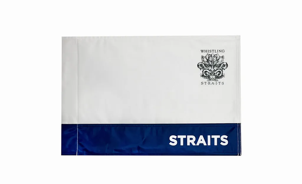 21&quot;X13&quot; WHISTLING STRAITS® AND BLACKWOLF RUN® SCREEN-PRINTED COURSE FLAGS. 5 LOGO OPTIONS.