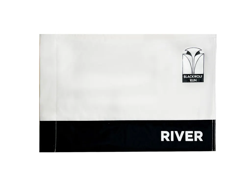 21&quot;X13&quot; WHISTLING STRAITS® AND BLACKWOLF RUN® SCREEN-PRINTED COURSE FLAGS. 5 LOGO OPTIONS.