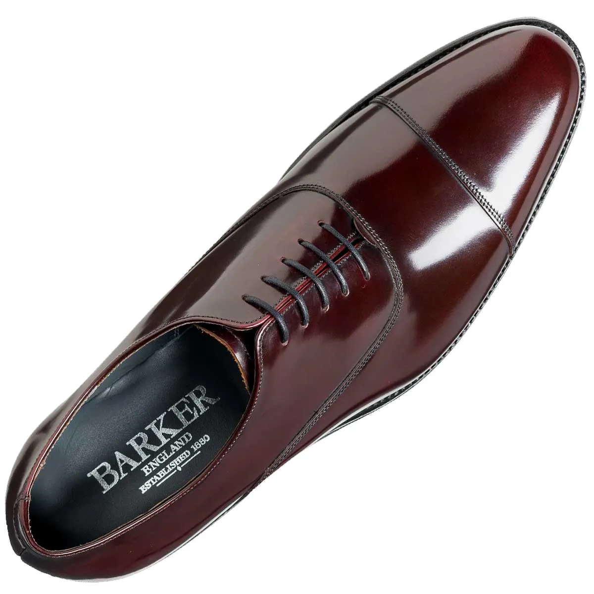 40% OFF BARKER Winsford Shoes - Mens Oxford - Burgundy Hi-Shine - Size: UK 8.5