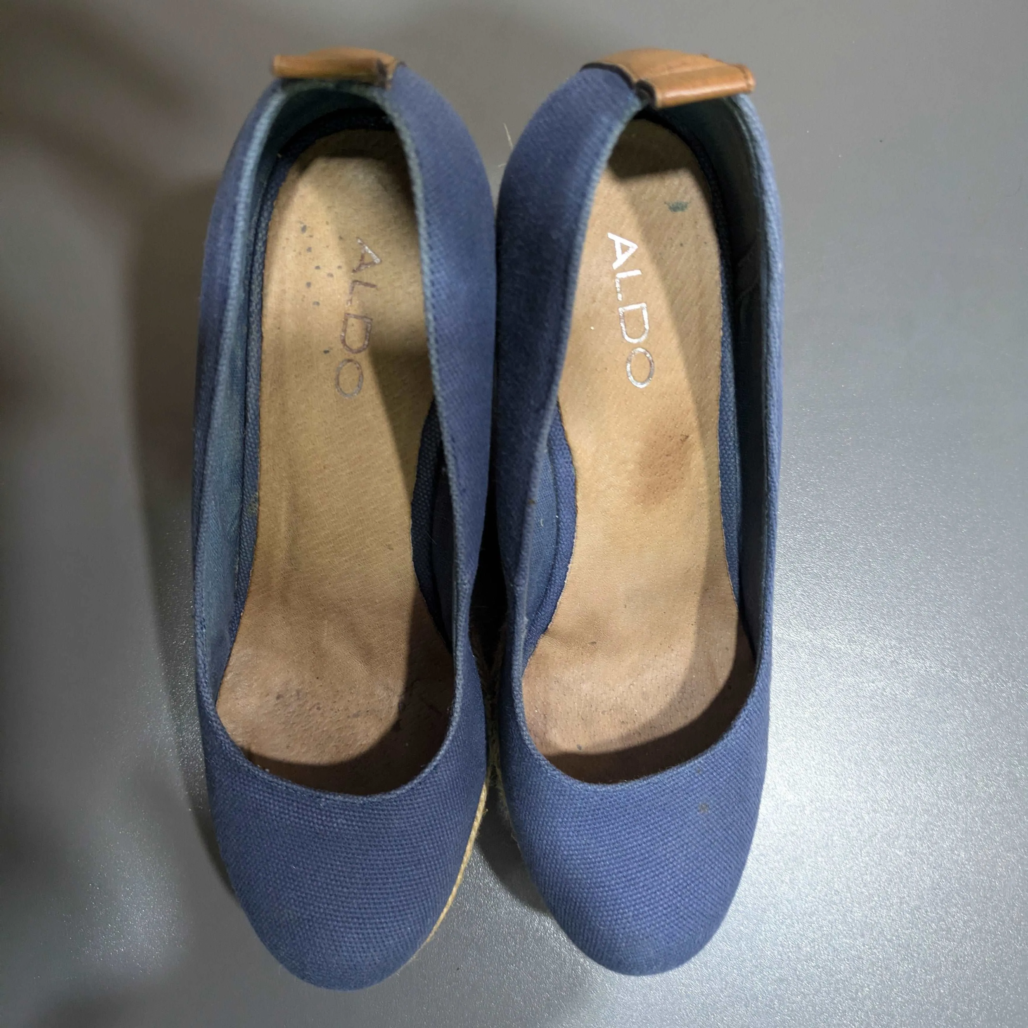 Aldo Monsoon Blue Canvas Espadrille Wedges Size EU 40 / UK 7 / US 9