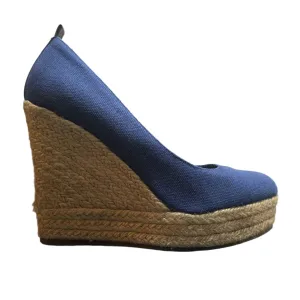Aldo Monsoon Blue Canvas Espadrille Wedges Size EU 40 / UK 7 / US 9