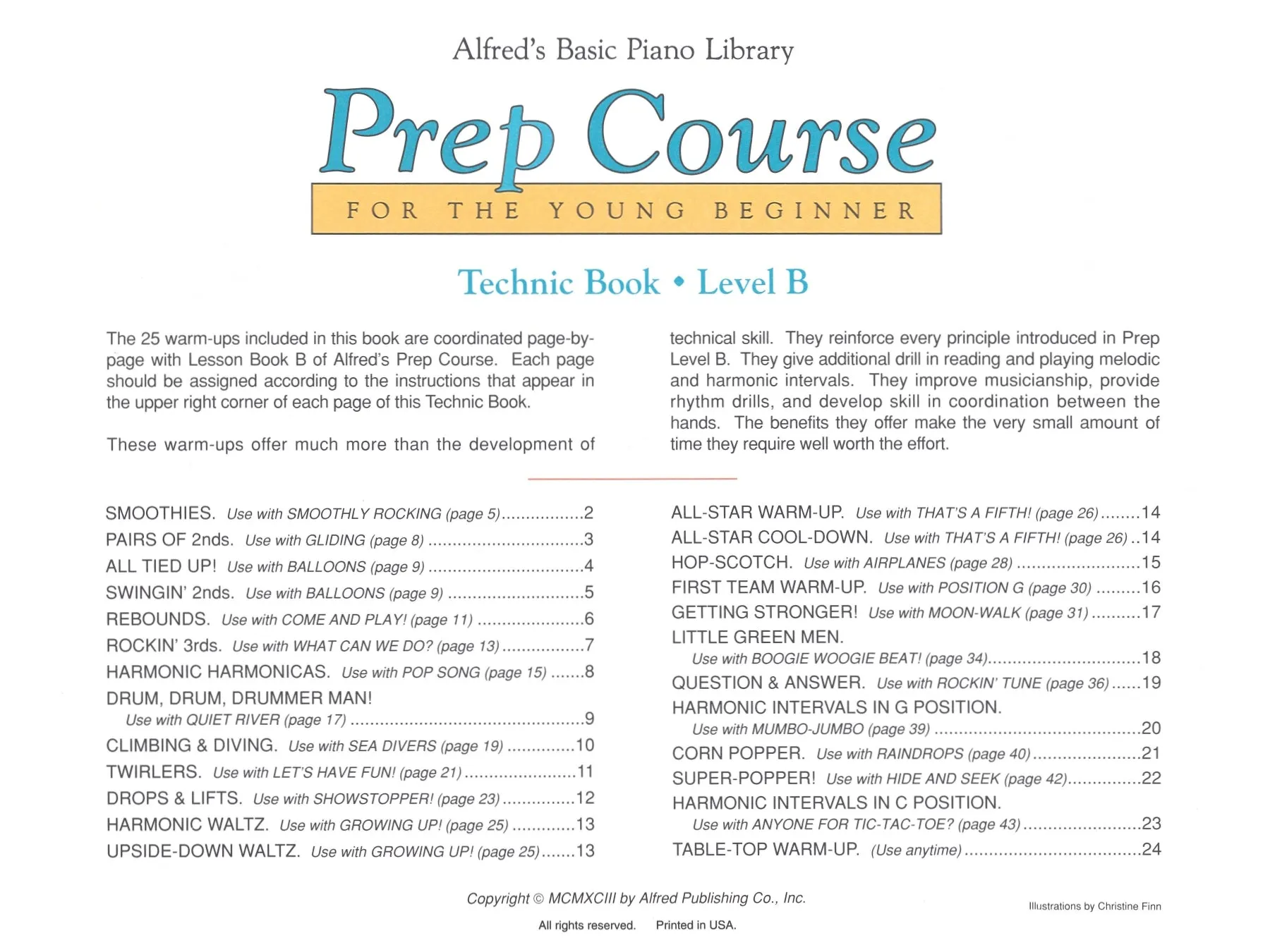 Alfred's Basic Piano Prep Course Technic Book Level B