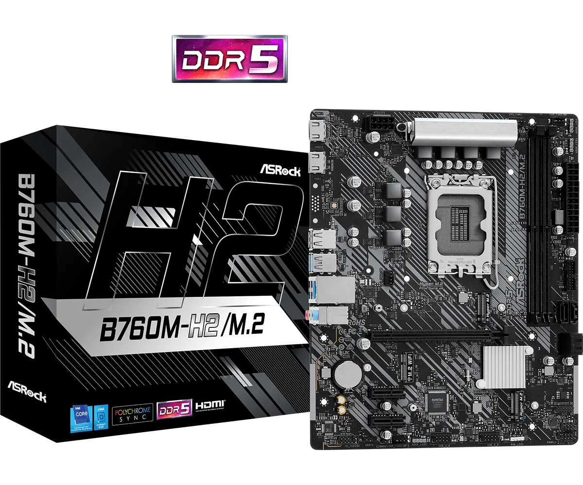 ASRock B760M-H2/M.2 DDR5,LGA 1700 mATX Motherboard