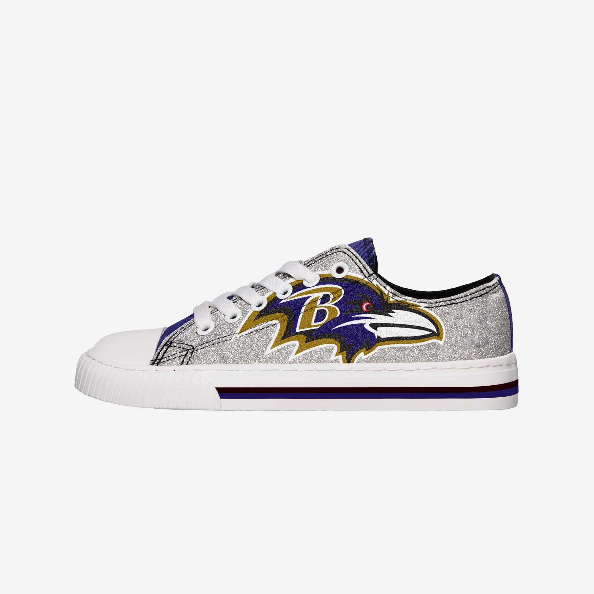 Baltimore Ravens Womens Glitter Low Top Canvas Shoe