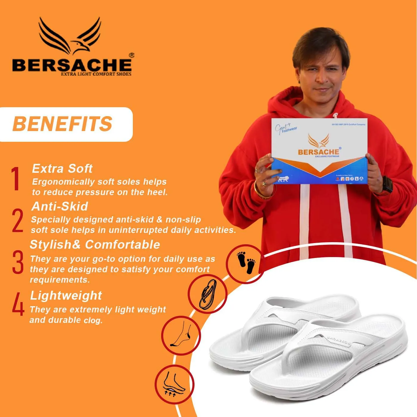 Bersache Extra Soft Classic Casual with  Regular wear with Ultra Soft & Flexibility Technology Clog's for Men's & Boy's (6120-White)