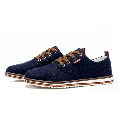 Big Size Men's Linen Breathable Lace Up Flat Sport Casual Shoes