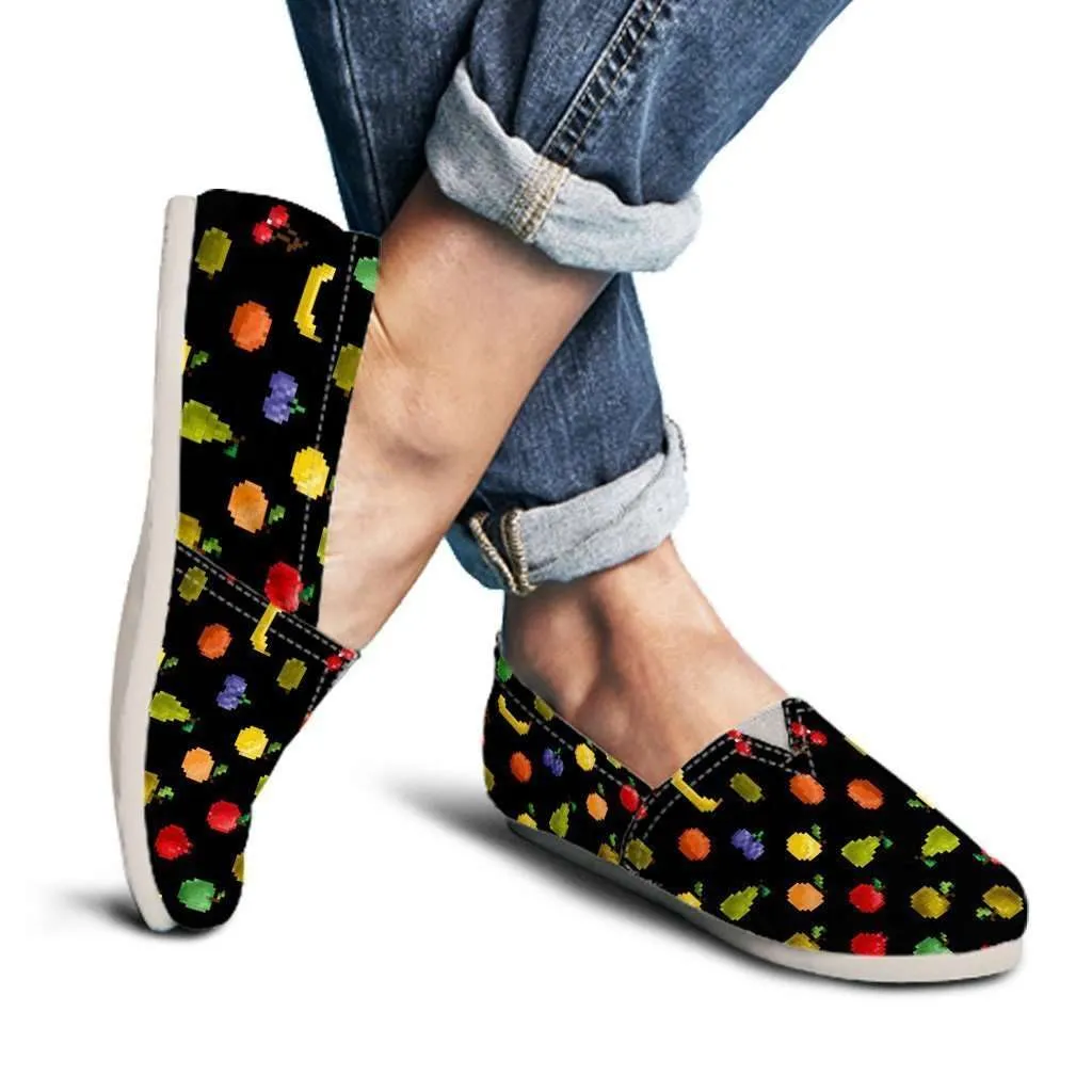 Bitmap Fruit Casual Canvas Slip on Shoes Women's Flats
