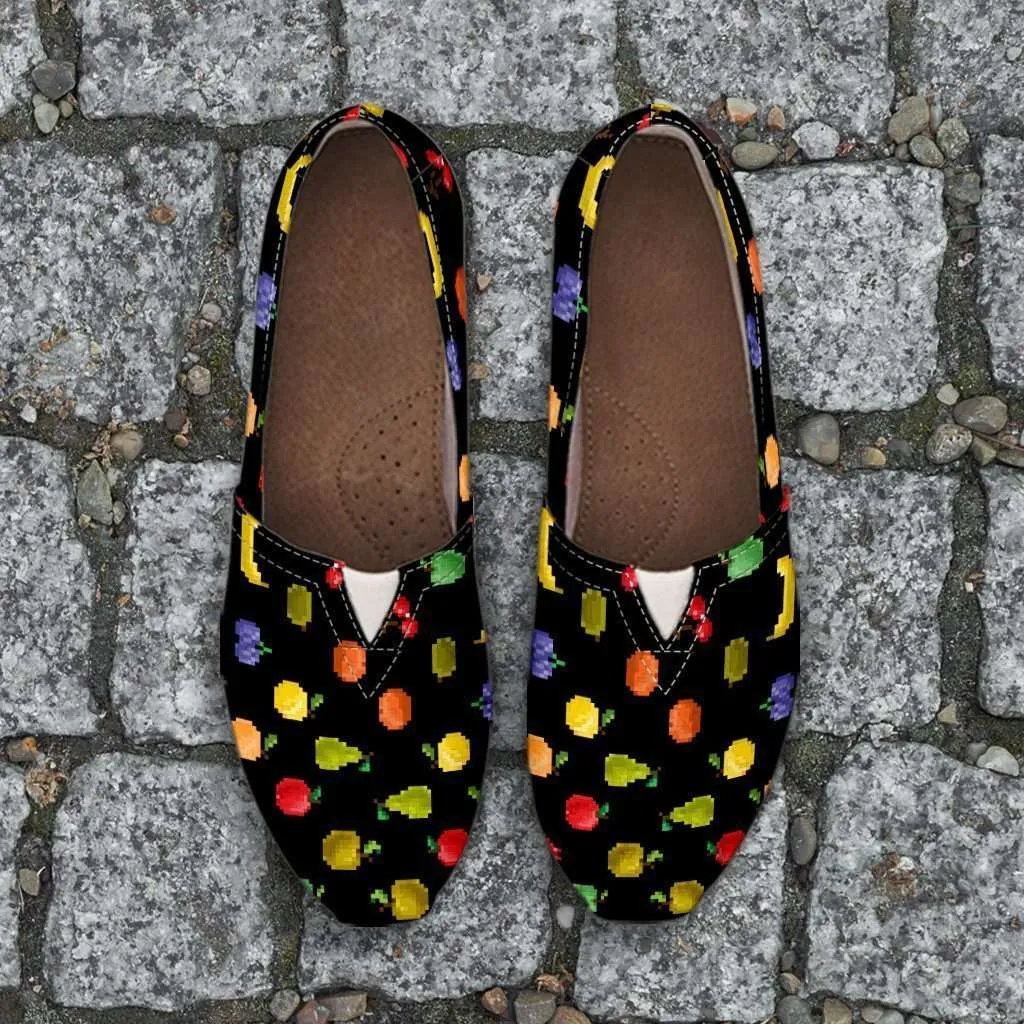 Bitmap Fruit Casual Canvas Slip on Shoes Women's Flats