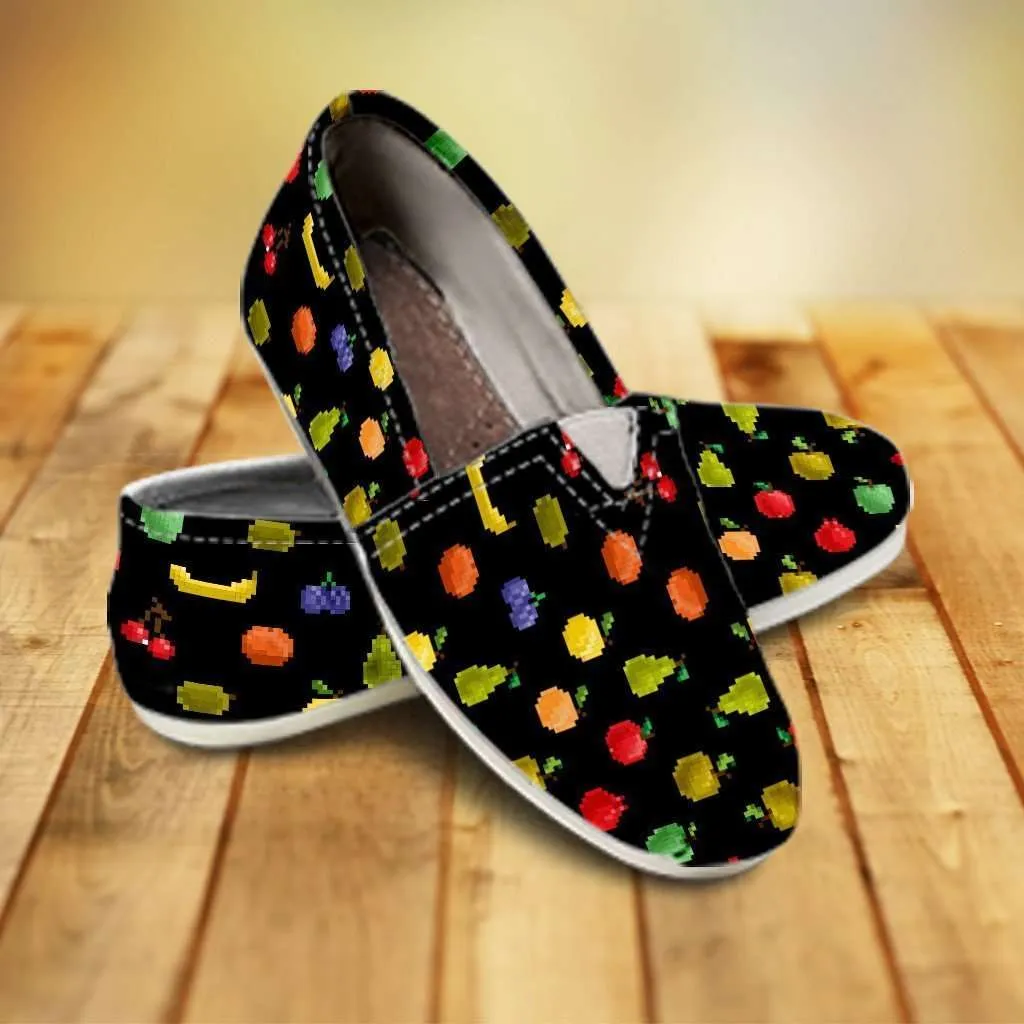 Bitmap Fruit Casual Canvas Slip on Shoes Women's Flats