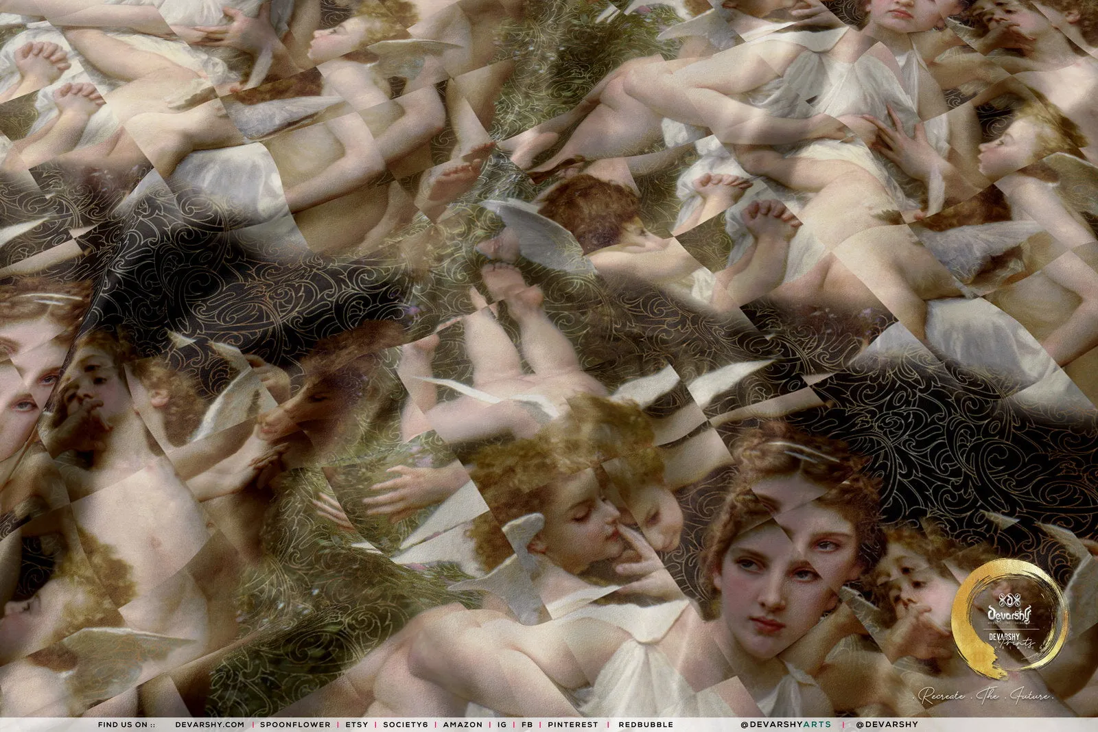 Bouguereau Lassaut Upholstery Fabric 3meters 4 Designs & 12 Fabric Options Classical Art Fabric by the Yard | D20053