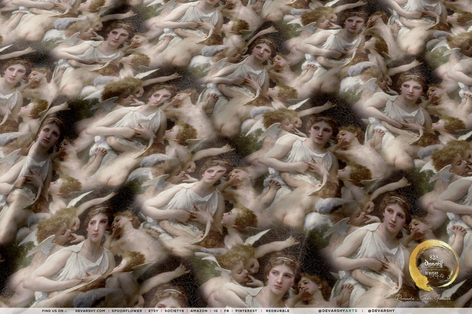 Bouguereau Lassaut Upholstery Fabric 3meters 4 Designs & 12 Fabric Options Classical Art Fabric by the Yard | D20053