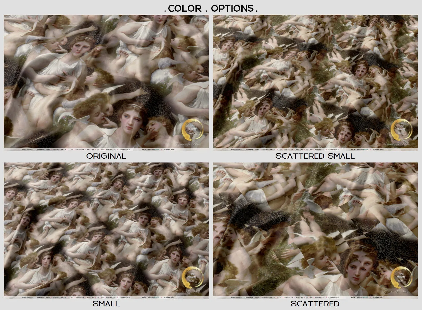 Bouguereau Lassaut Upholstery Fabric 3meters 4 Designs & 12 Fabric Options Classical Art Fabric by the Yard | D20053