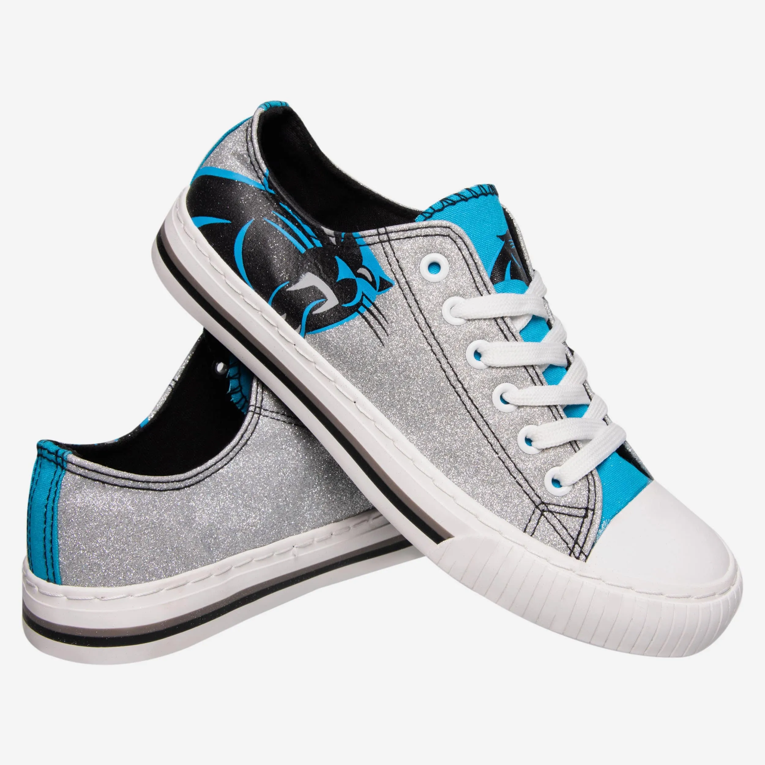 Carolina Panthers Womens Glitter Low Top Canvas Shoe