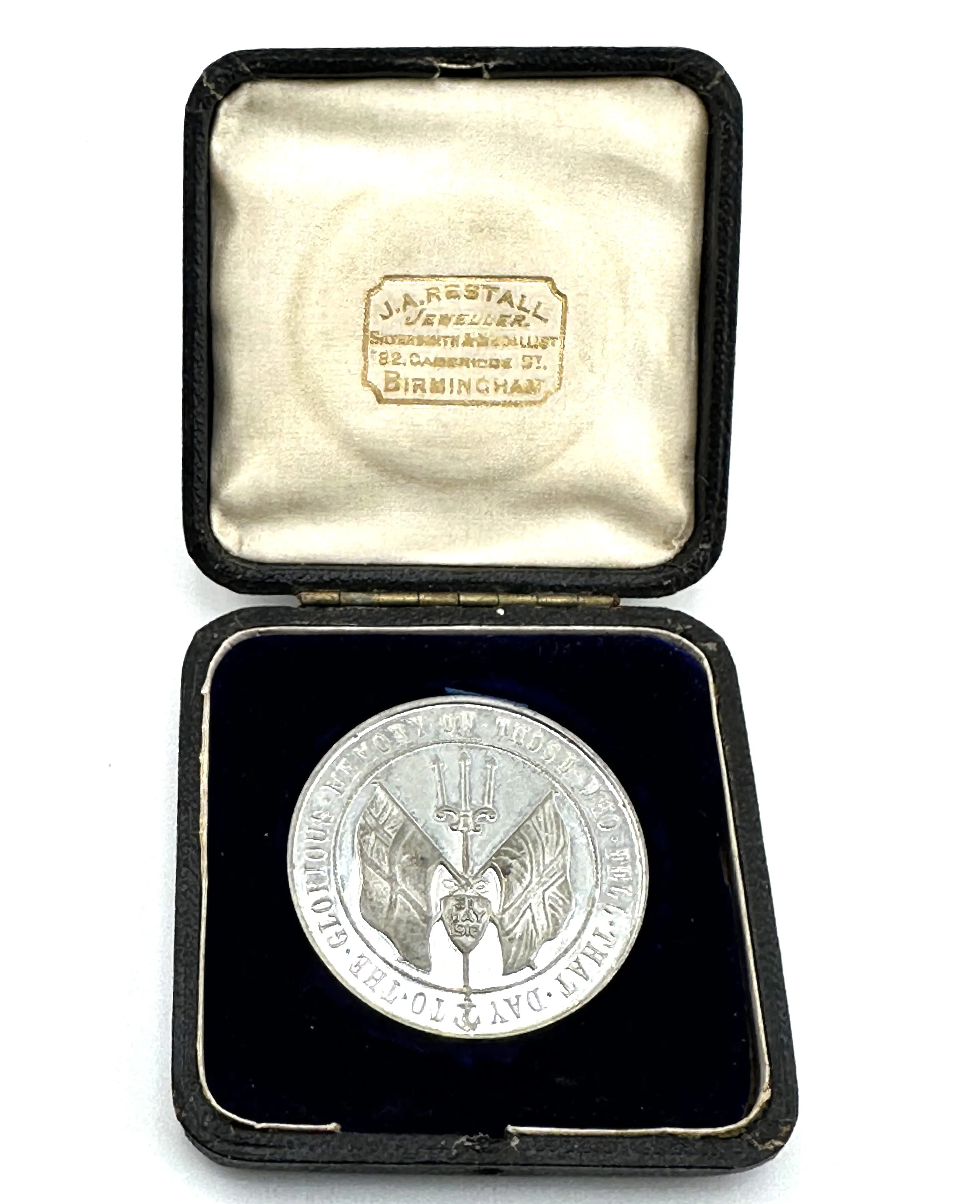 Cased British Table Medal Honoring the Sailors Who Died at the Battle of Jutland