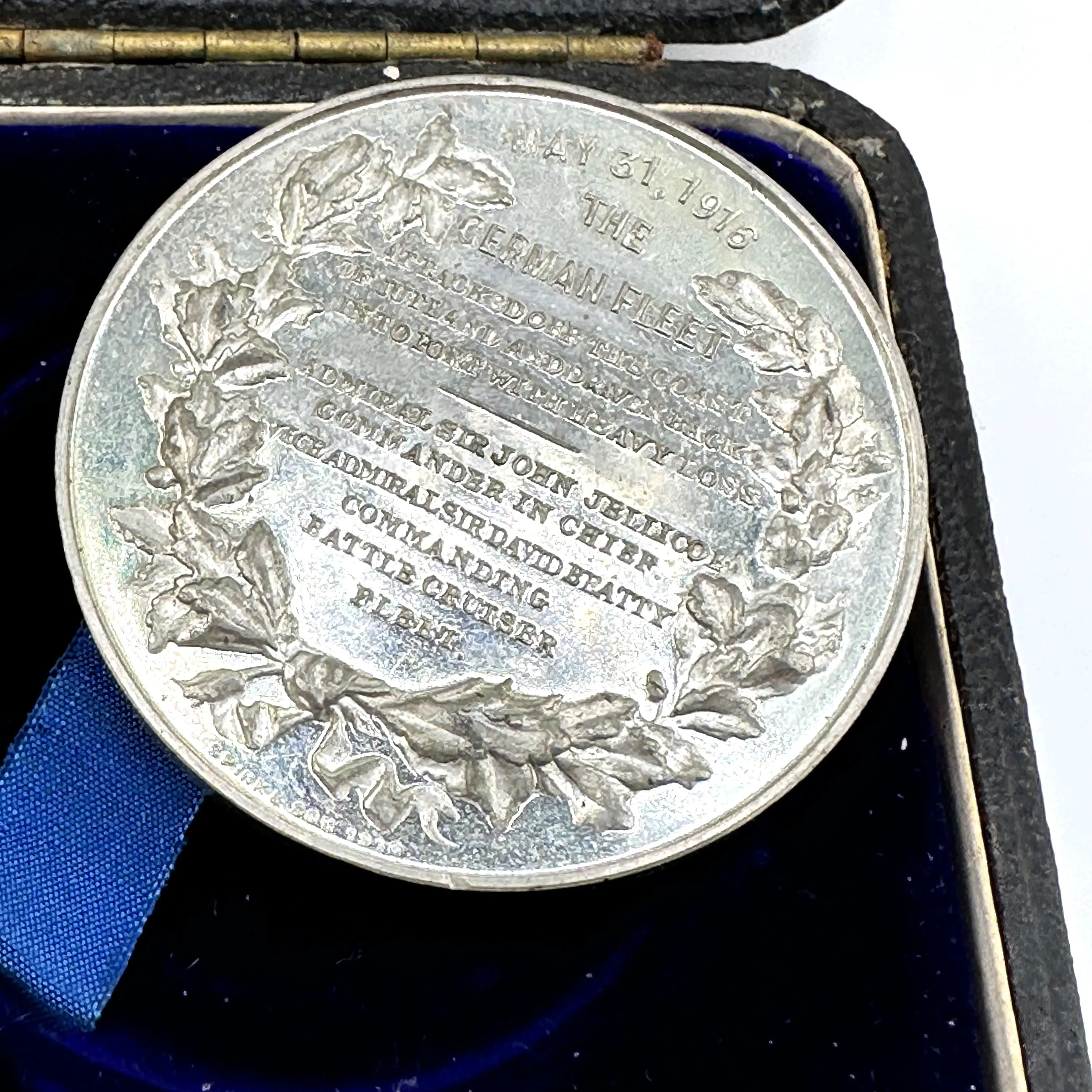 Cased British Table Medal Honoring the Sailors Who Died at the Battle of Jutland