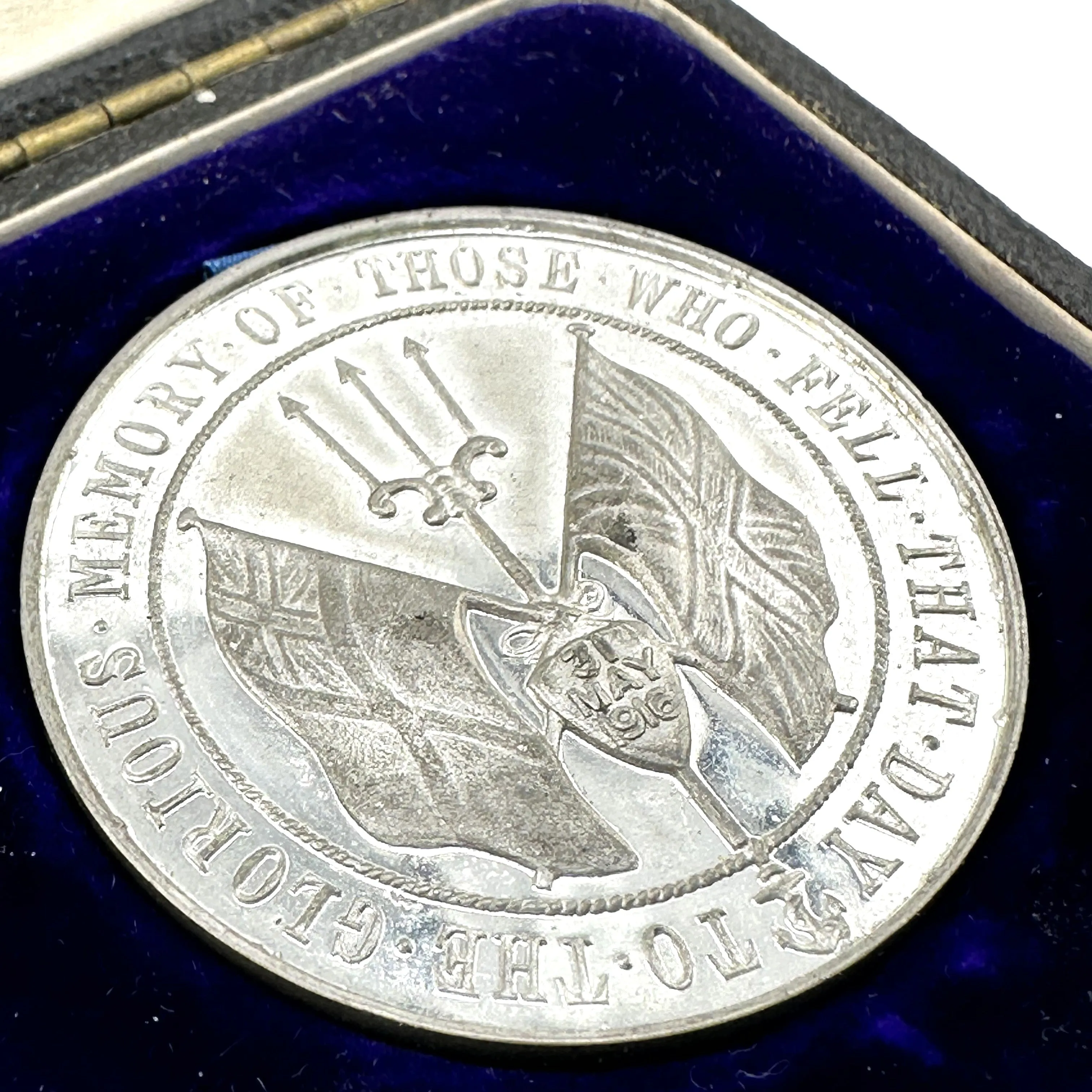 Cased British Table Medal Honoring the Sailors Who Died at the Battle of Jutland