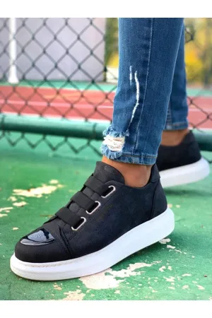 CH251 Men's Unisex Black-New Trend Shiny Accessory Casual Sneaker Sports Shoes