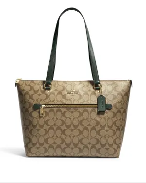 Coach Women's Khaki & Amazon Green Gallery Tote In Signature Canvas