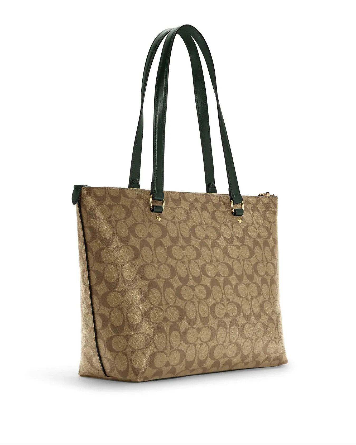 Coach Women's Khaki & Amazon Green Gallery Tote In Signature Canvas