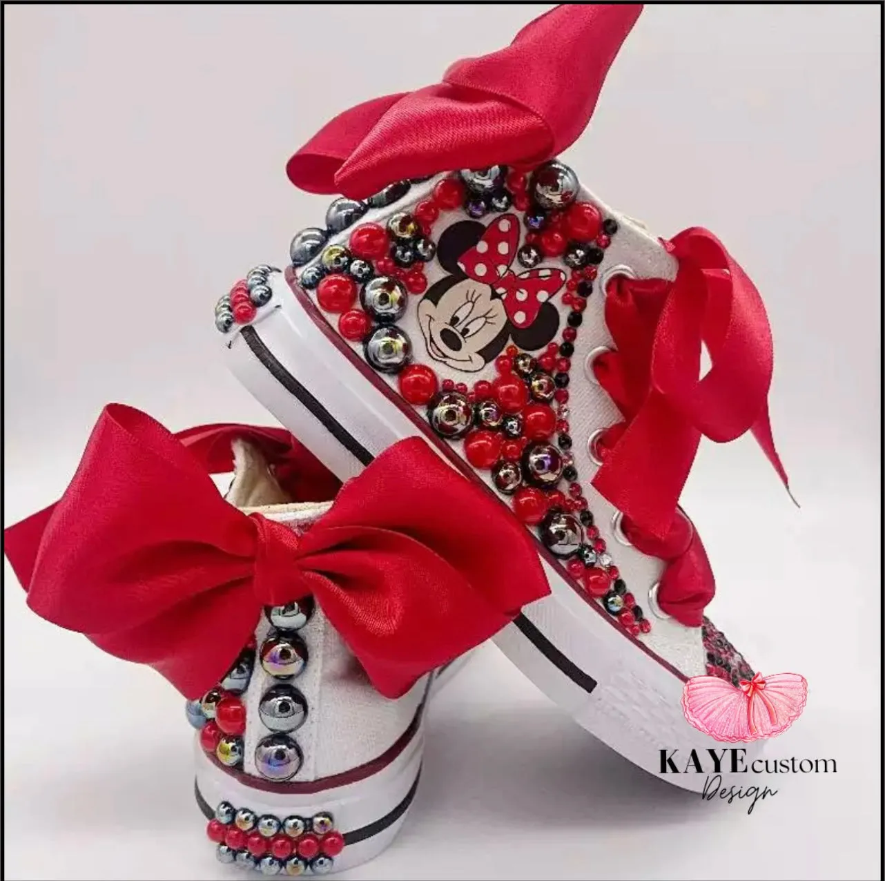 Custom Minnie Mouse Shoes | Red Bling Rhinestone Shoes