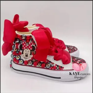 Custom Minnie Mouse Shoes | Red Bling Rhinestone Shoes