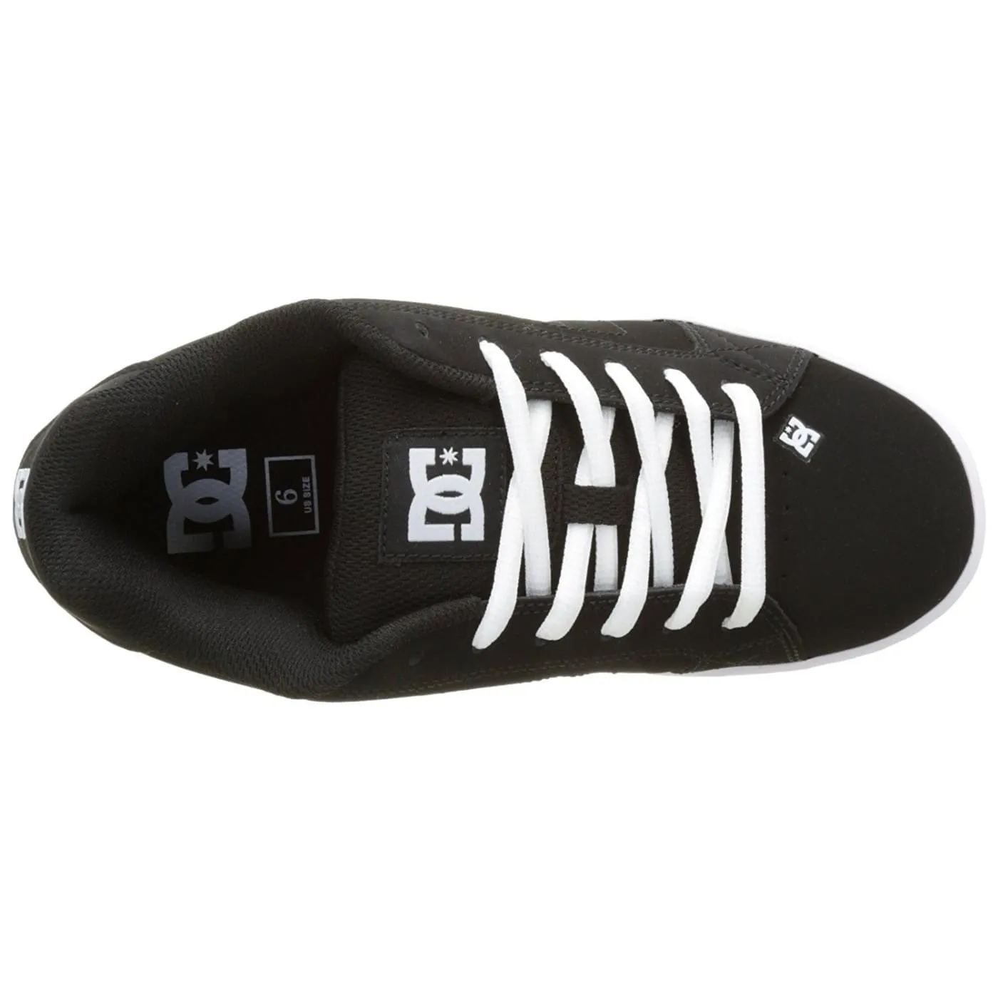 DC Net Black White Mens Suede Skate Trainers
