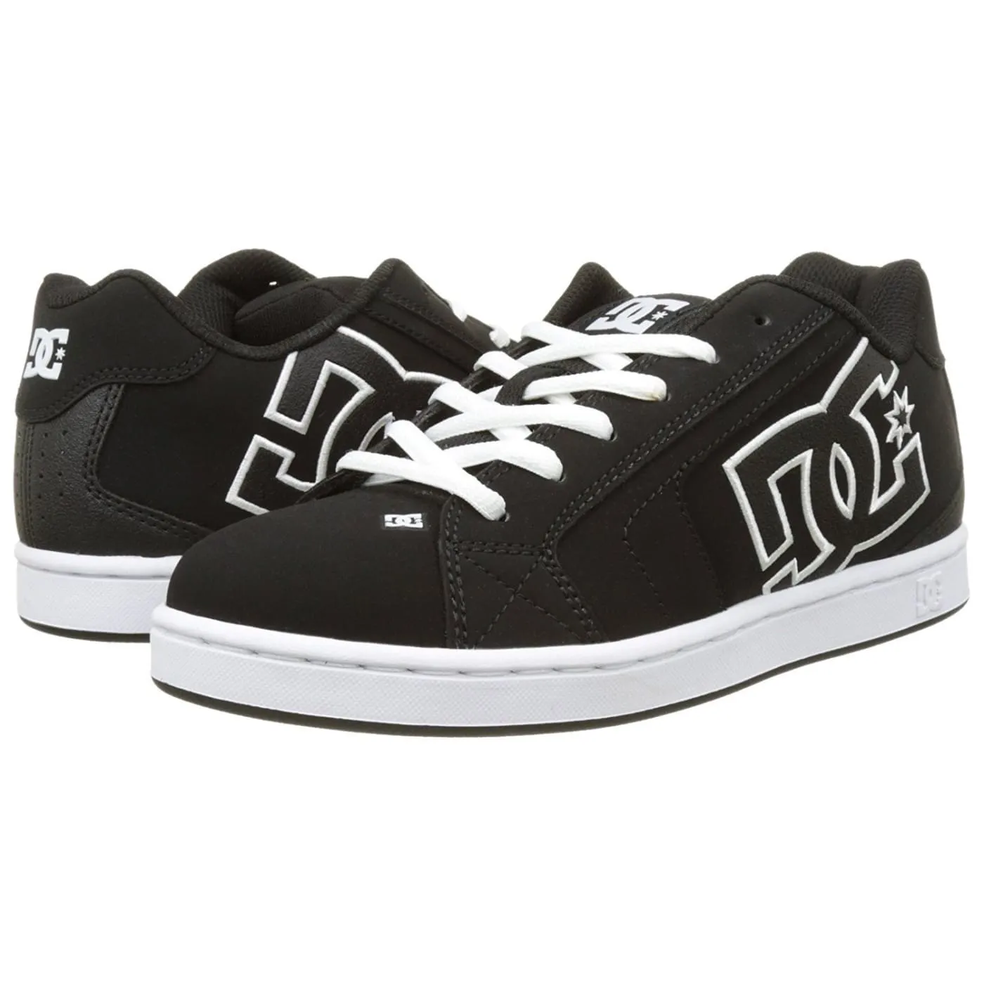 DC Net Black White Mens Suede Skate Trainers