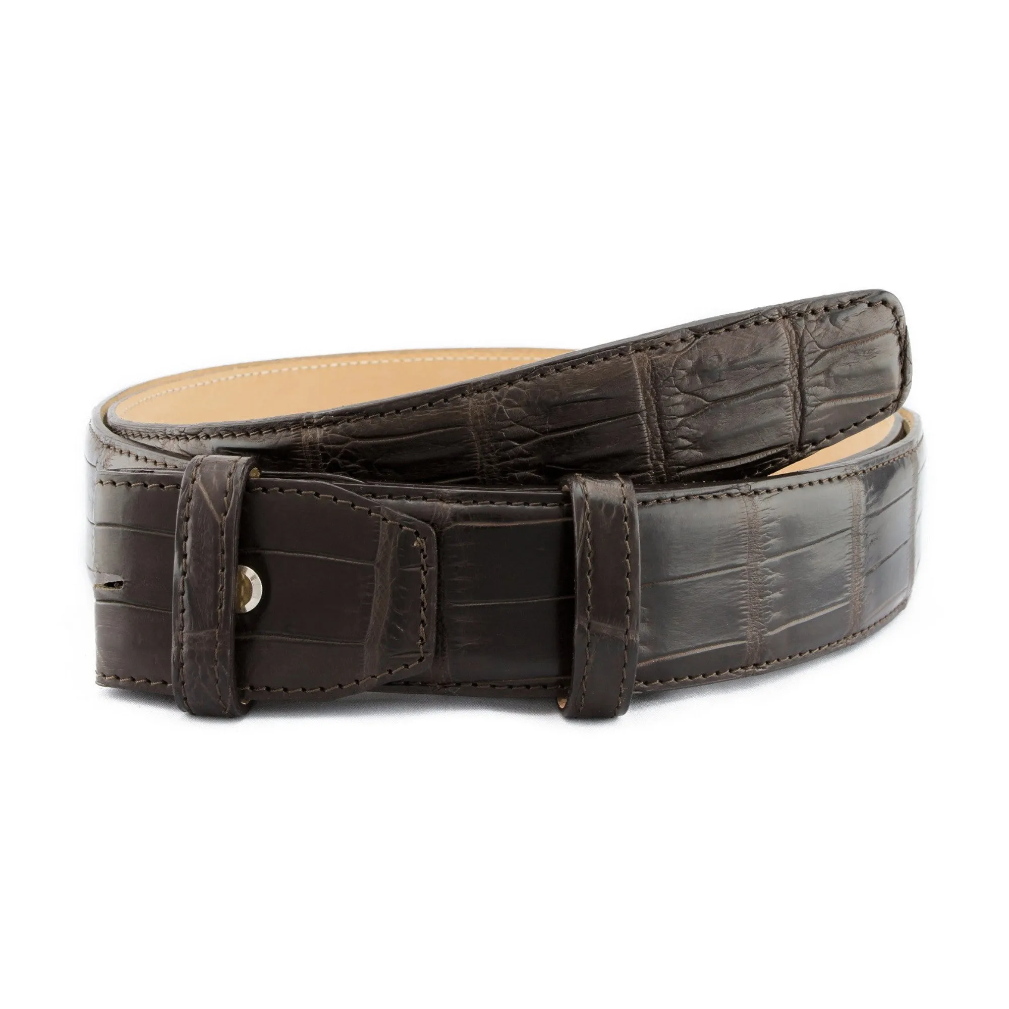 Genuine Matte Alligator Tail Bogart Belt Strap