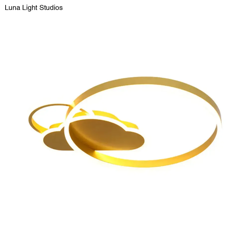Gold LED Bedroom Ceiling Flush Light with Cloud Acrylic Shade - Creative Fixture