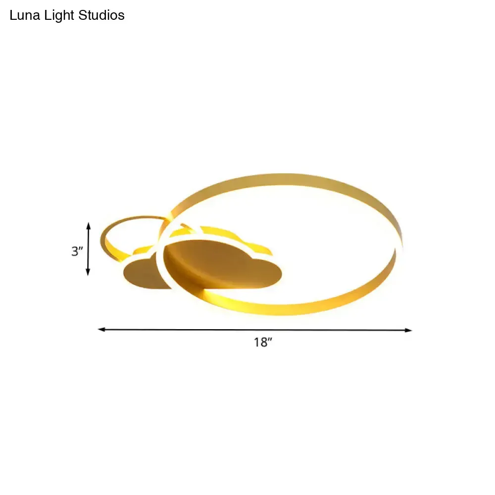 Gold LED Bedroom Ceiling Flush Light with Cloud Acrylic Shade - Creative Fixture