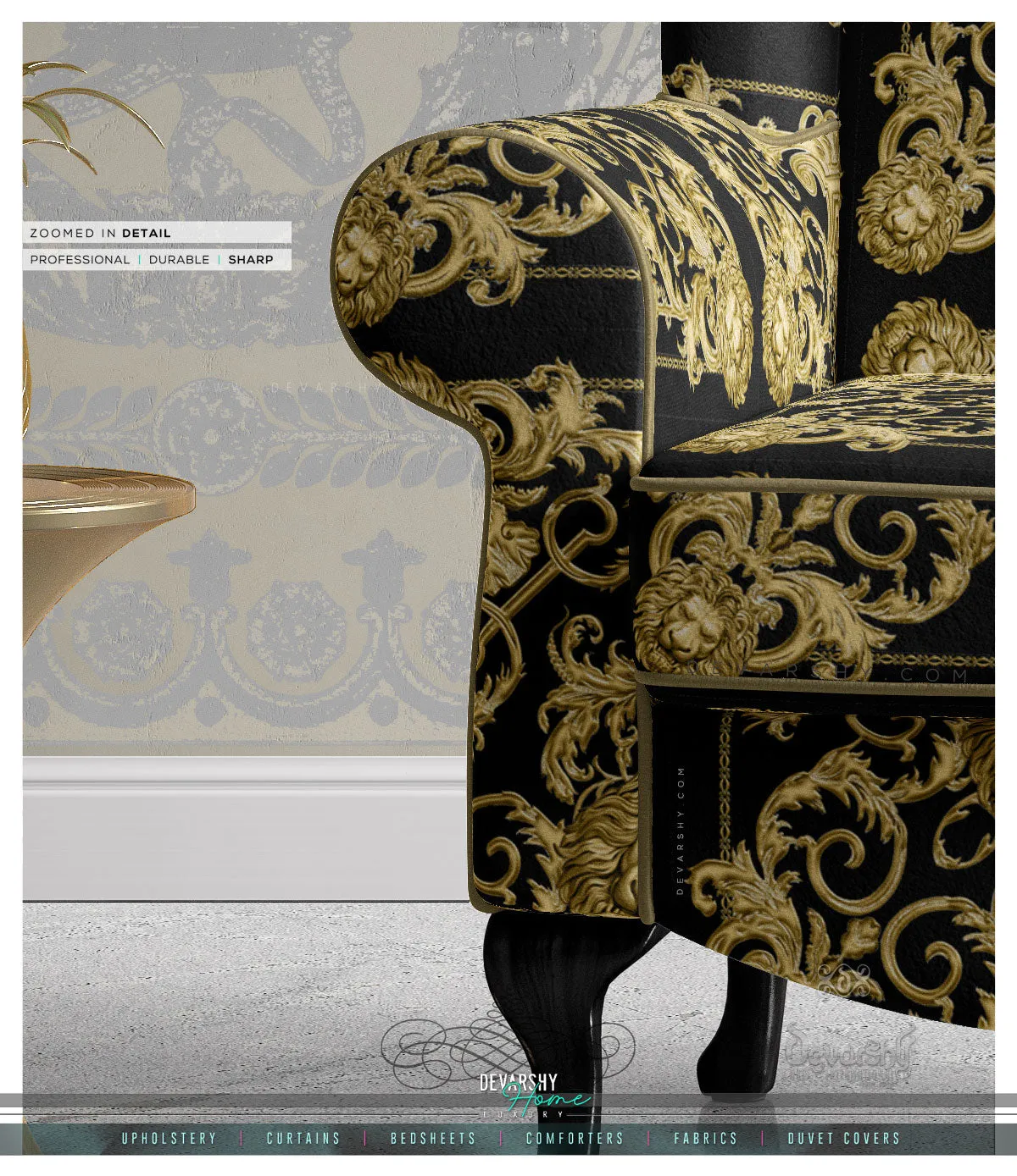Golden Lion Brown Upholstery Fabric 3meters 12 Furnishing Fabric Options Baroque Lion Fabric By the Yard | D21040D