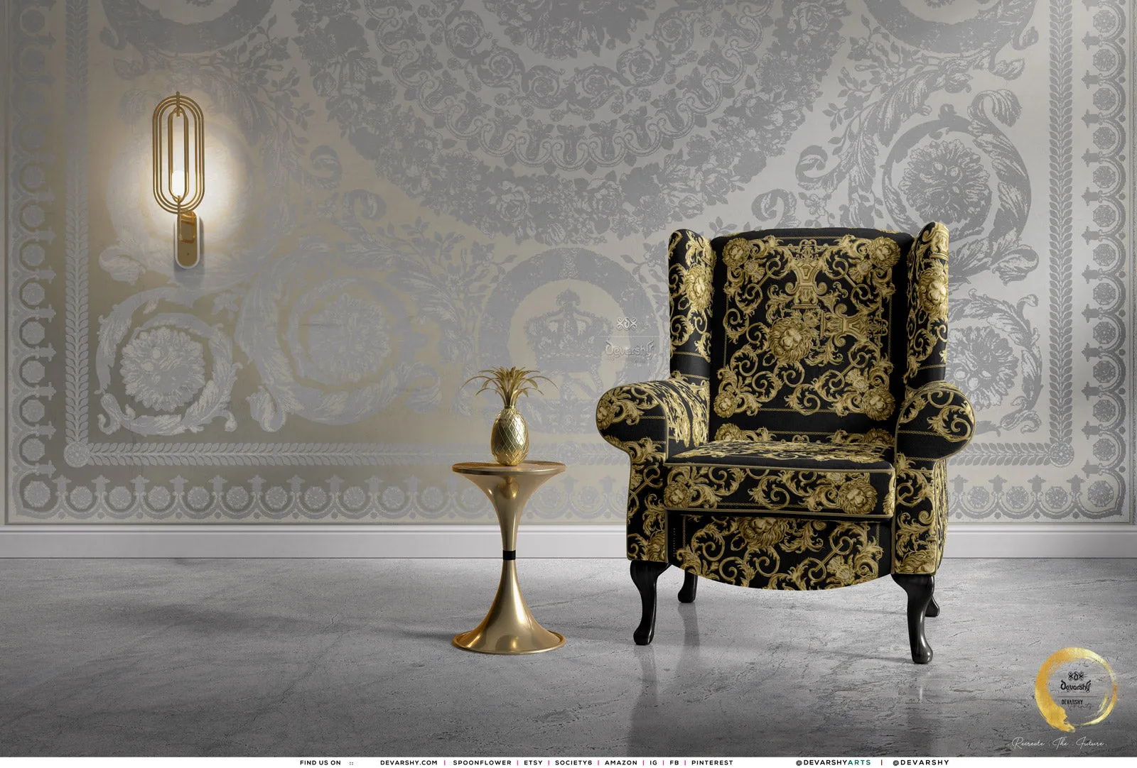 Golden Lion Brown Upholstery Fabric 3meters 12 Furnishing Fabric Options Baroque Lion Fabric By the Yard | D21040D