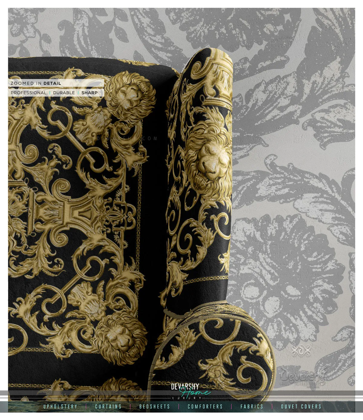 Golden Lion Brown Upholstery Fabric 3meters 12 Furnishing Fabric Options Baroque Lion Fabric By the Yard | D21040D