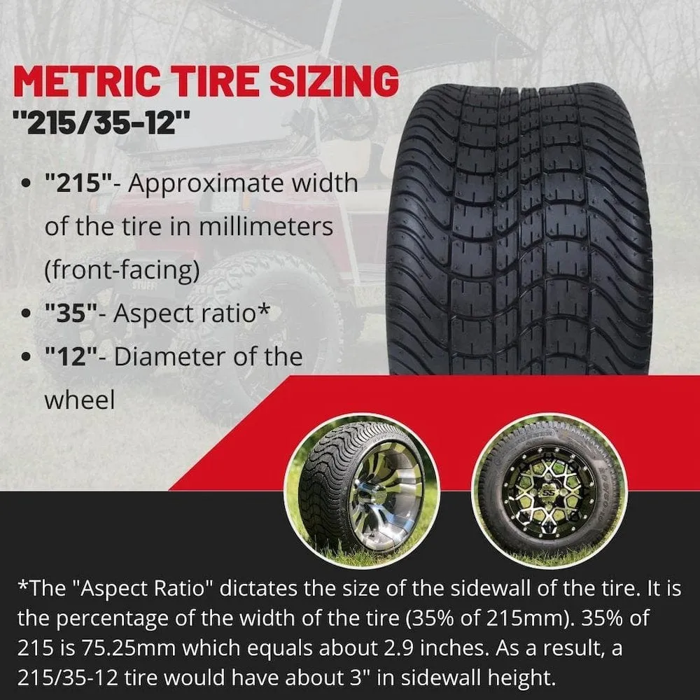 GTW Mamba 215/35-12 DOT Approved Turf & Street Golf Cart Tires - 18" Tall