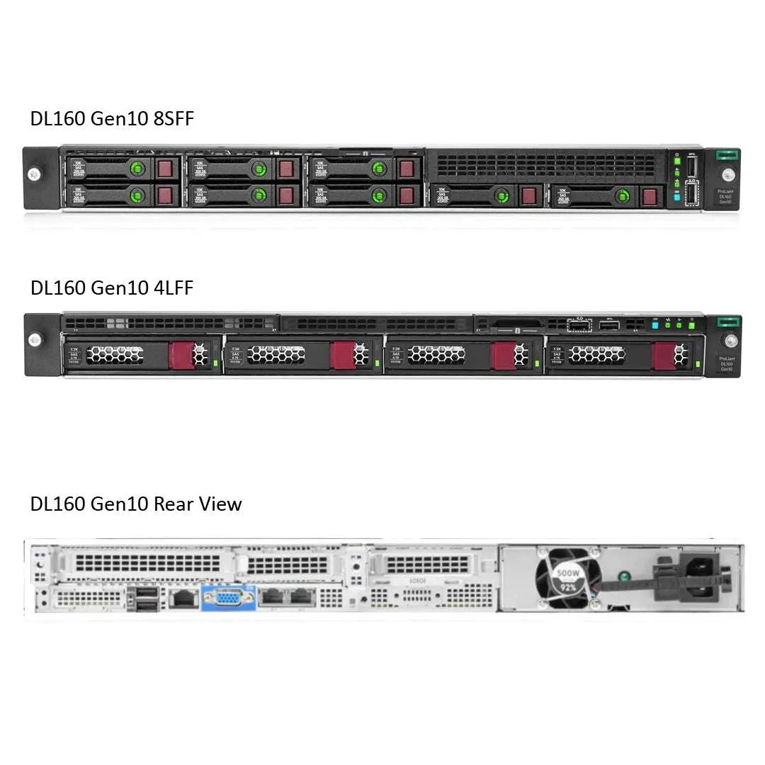 HPE ProLiant DL160 Gen10 4210R 2.4GHz 10-core 1P 16GB-R S100i 8SFF 500W PS Server | P35516-B21