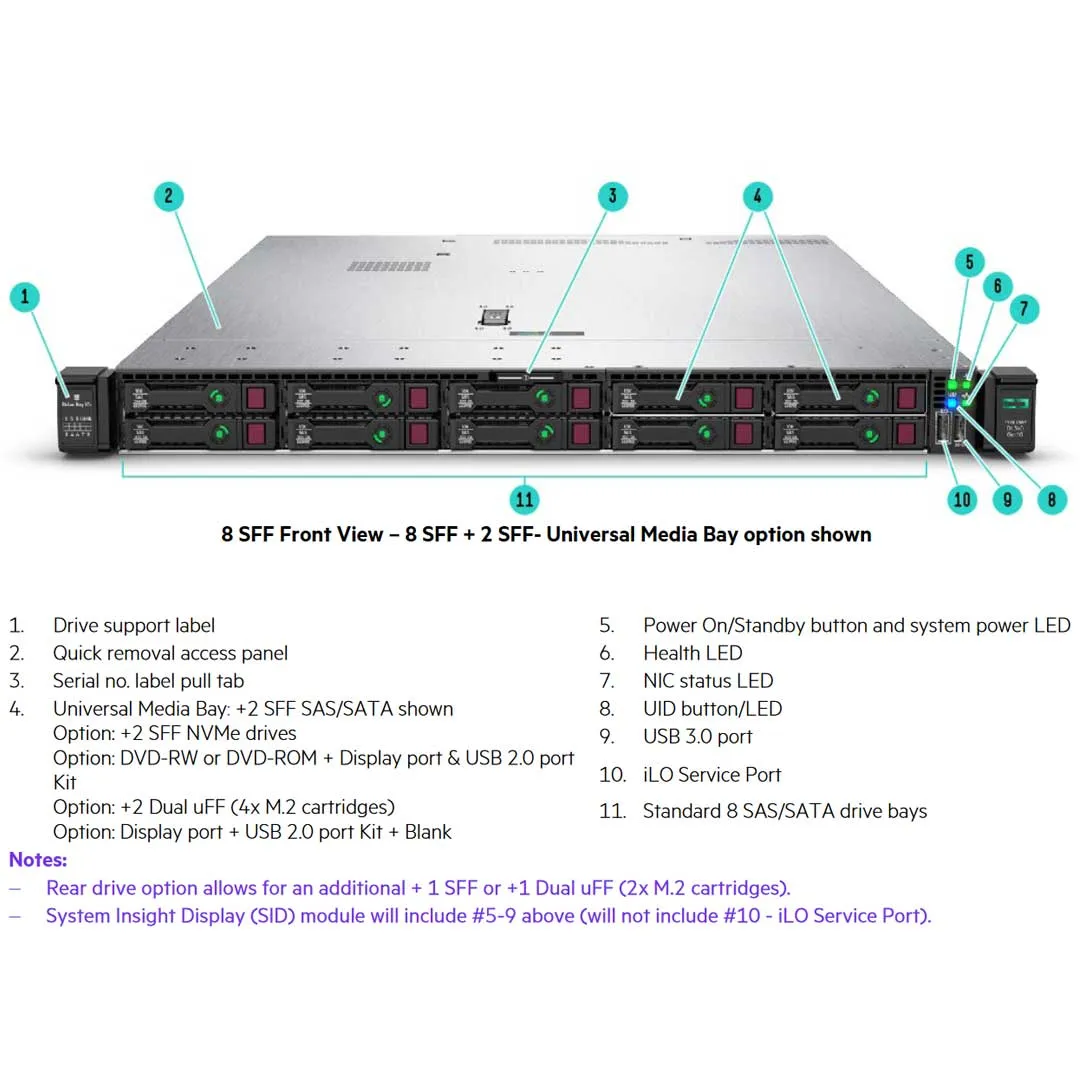 HPE ProLiant DL360 Gen10 6226R 2.9GHz 16-core 1P 32GB-R S100i NC 8SFF 800W PS Server | P40406-B21