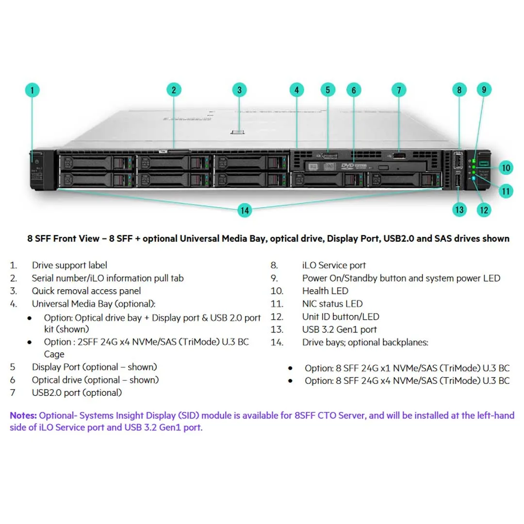 HPE ProLiant DL360 Gen11 8SFF CTO Rack Server