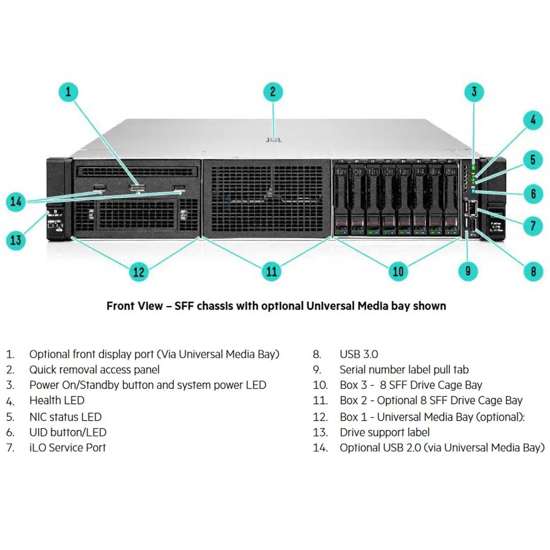 HPE ProLiant DL380 Gen10 Plus 4309Y 2.8GHz 8C 1P 32GB-R MR416i-p NC 8SFF 800W PS Server | P55245-B21