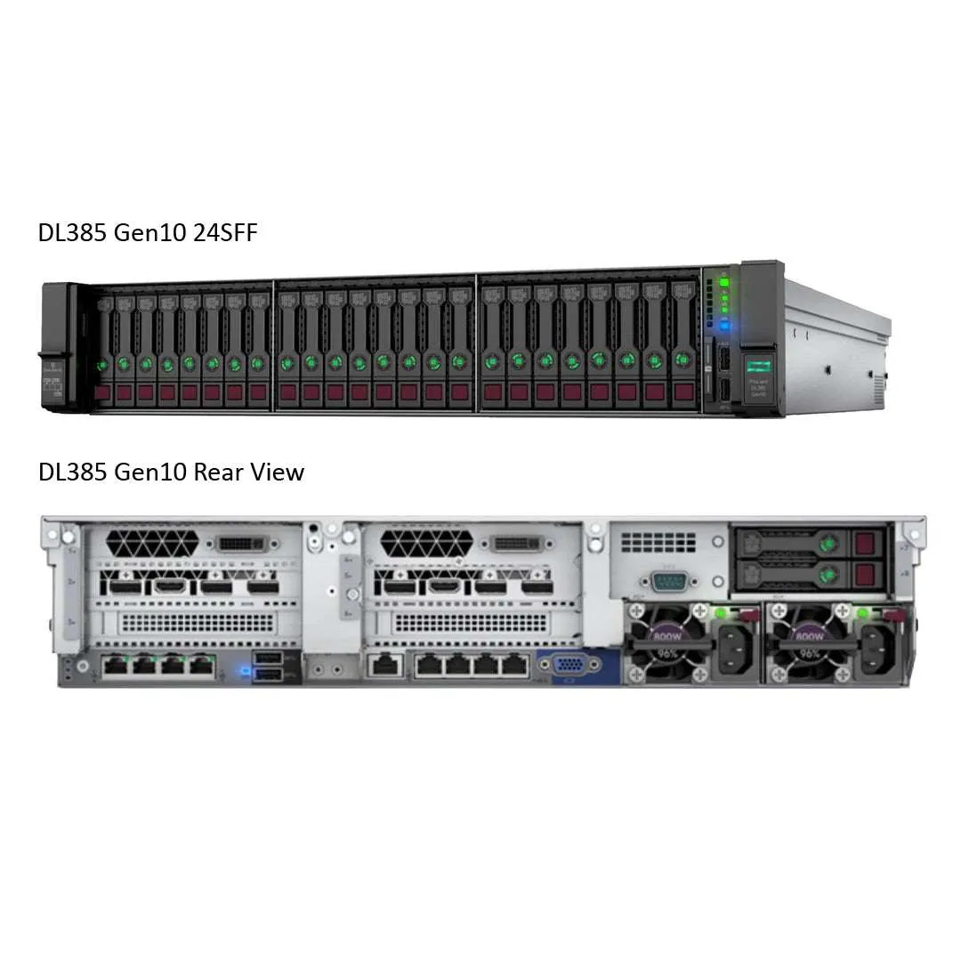 HPE ProLiant DL385 Gen10 7452 2.2GHz 32C 1P 16GB-R 24SFF 800W RPS Server | P16693-B21