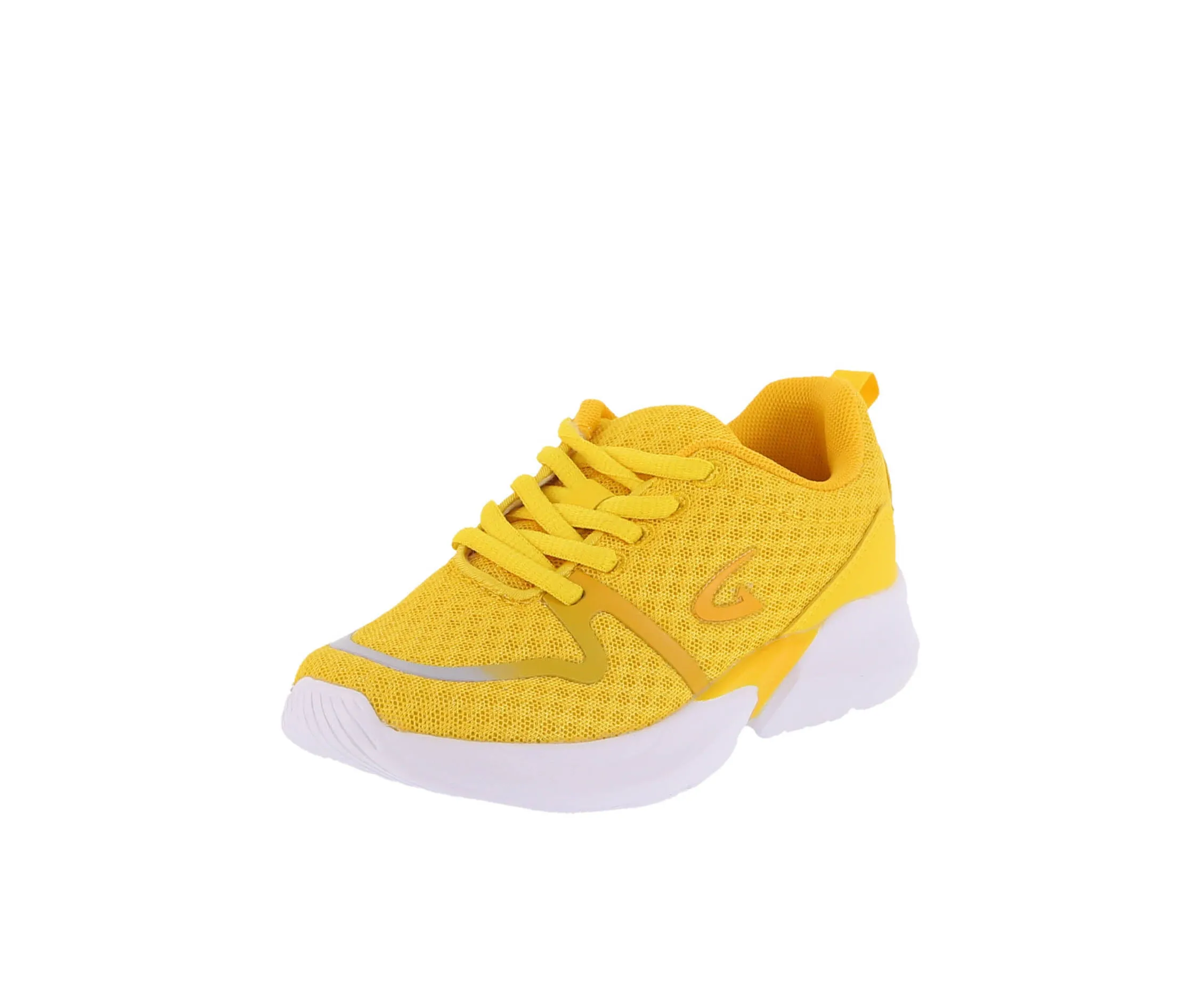 KID'S SHOES YELLOW MESH/FABRIC TENNIS SNEAKERS 4117K