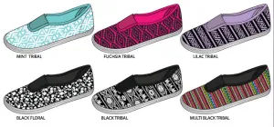ladies printed clip on sneakers with elastic gusset Case of 36