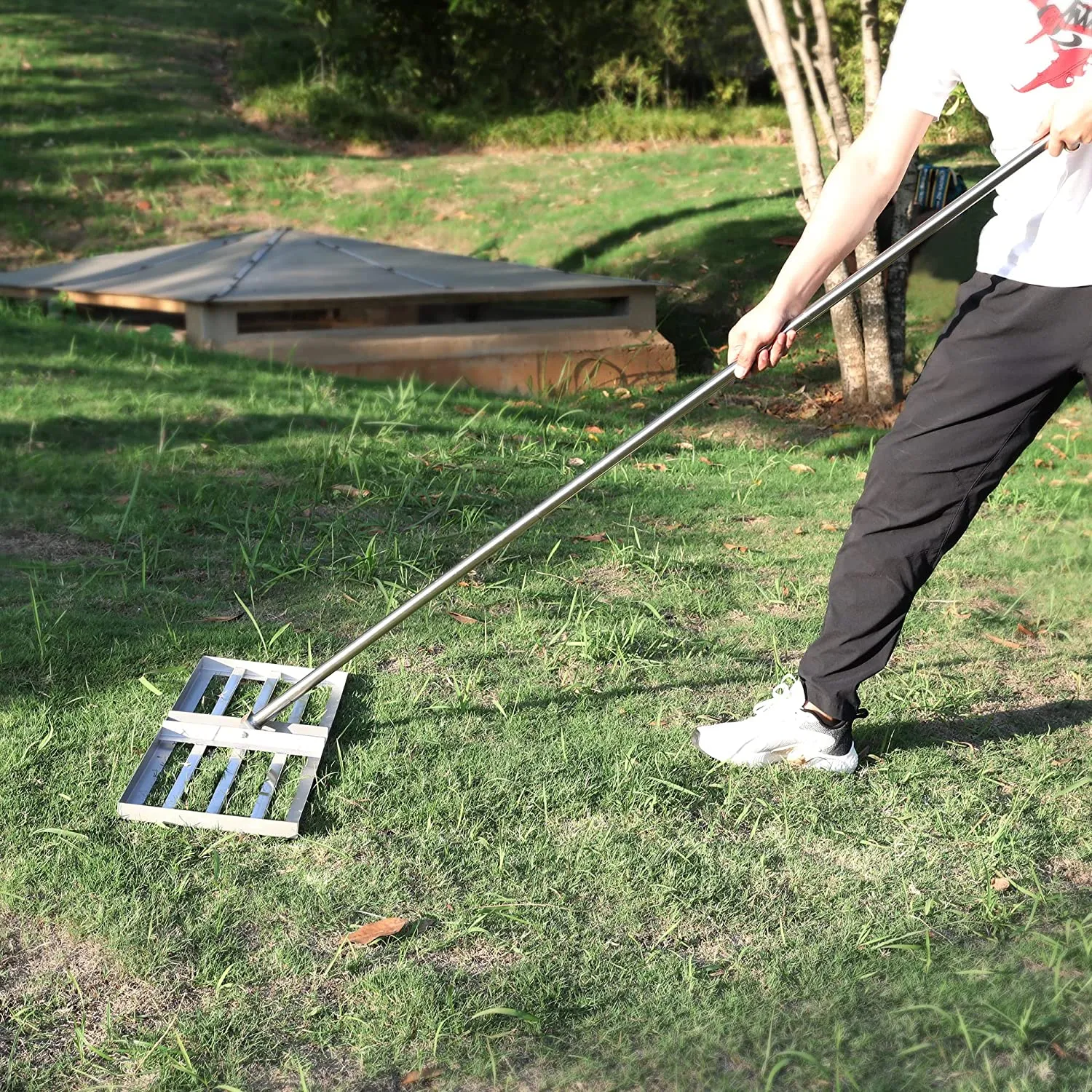 Lawn Leveling Rake Stainless Steel Landscape Lawn Leveler Tool