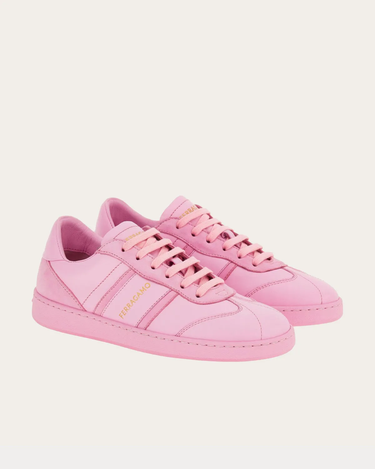 Logo Leather Bubble Gum Pink Low Top Sneakers
