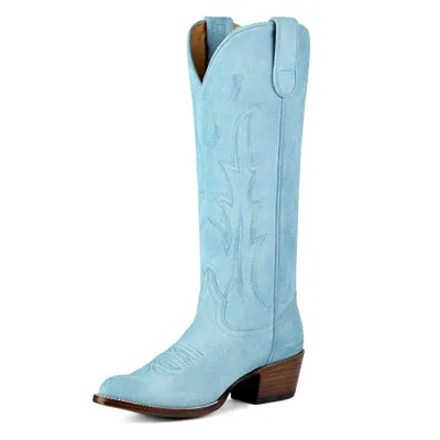 Macie Bean Baby Blue Suede Western Boot