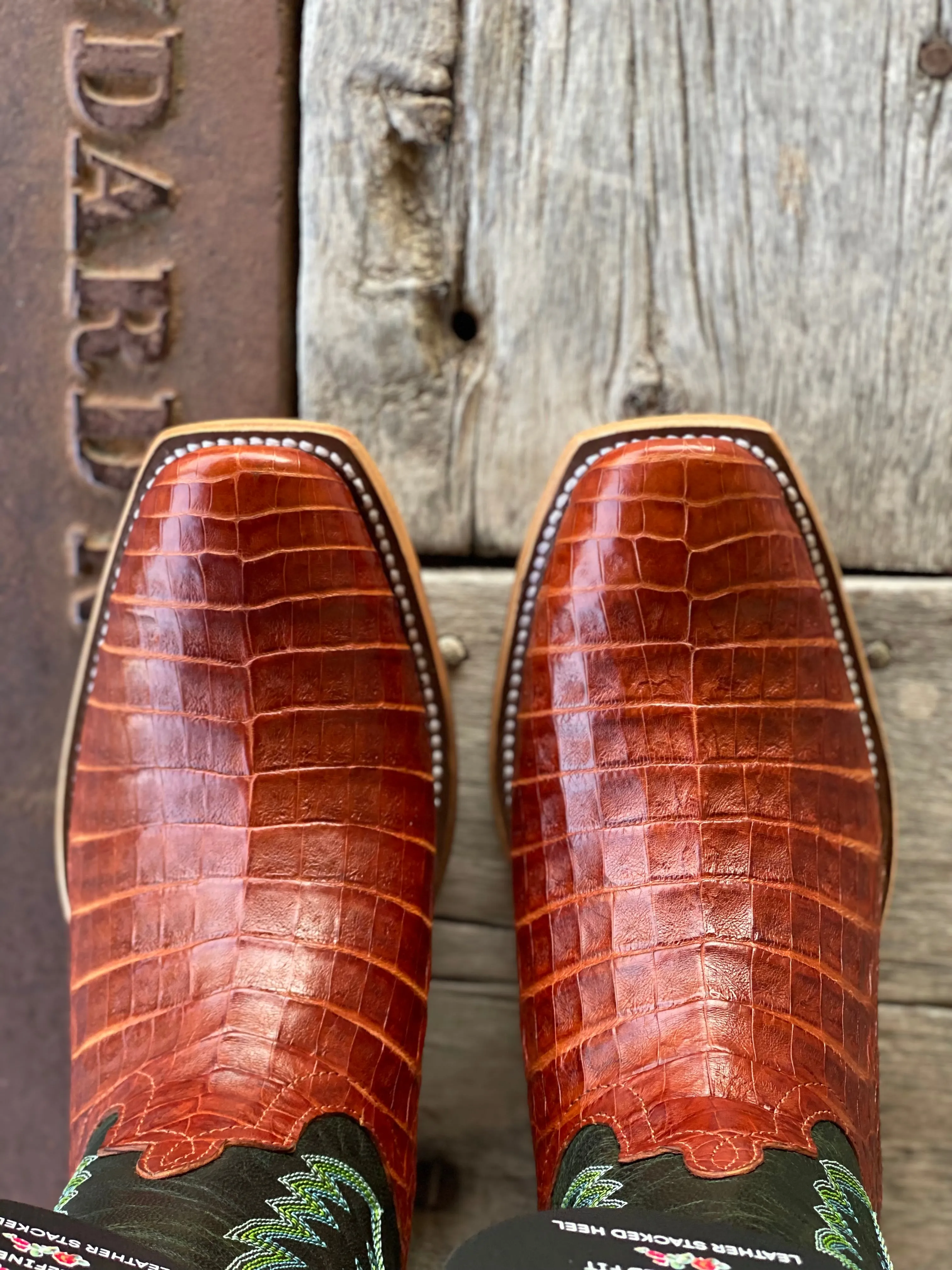 Macie Bean Top Hand |  Brandy Caiman Belly Ladies TK Toe Boot