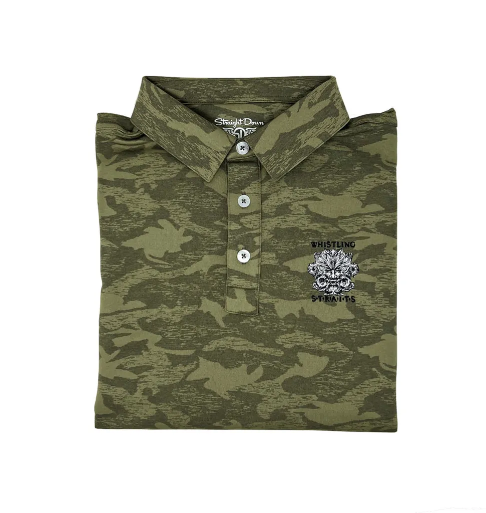 MEN&#039;S STRAIGHT DOWN VALOR POLO. WHISTLING STRAITS® LOGO EXCLUSIVELY.  3 COLOR OPTIONS. 